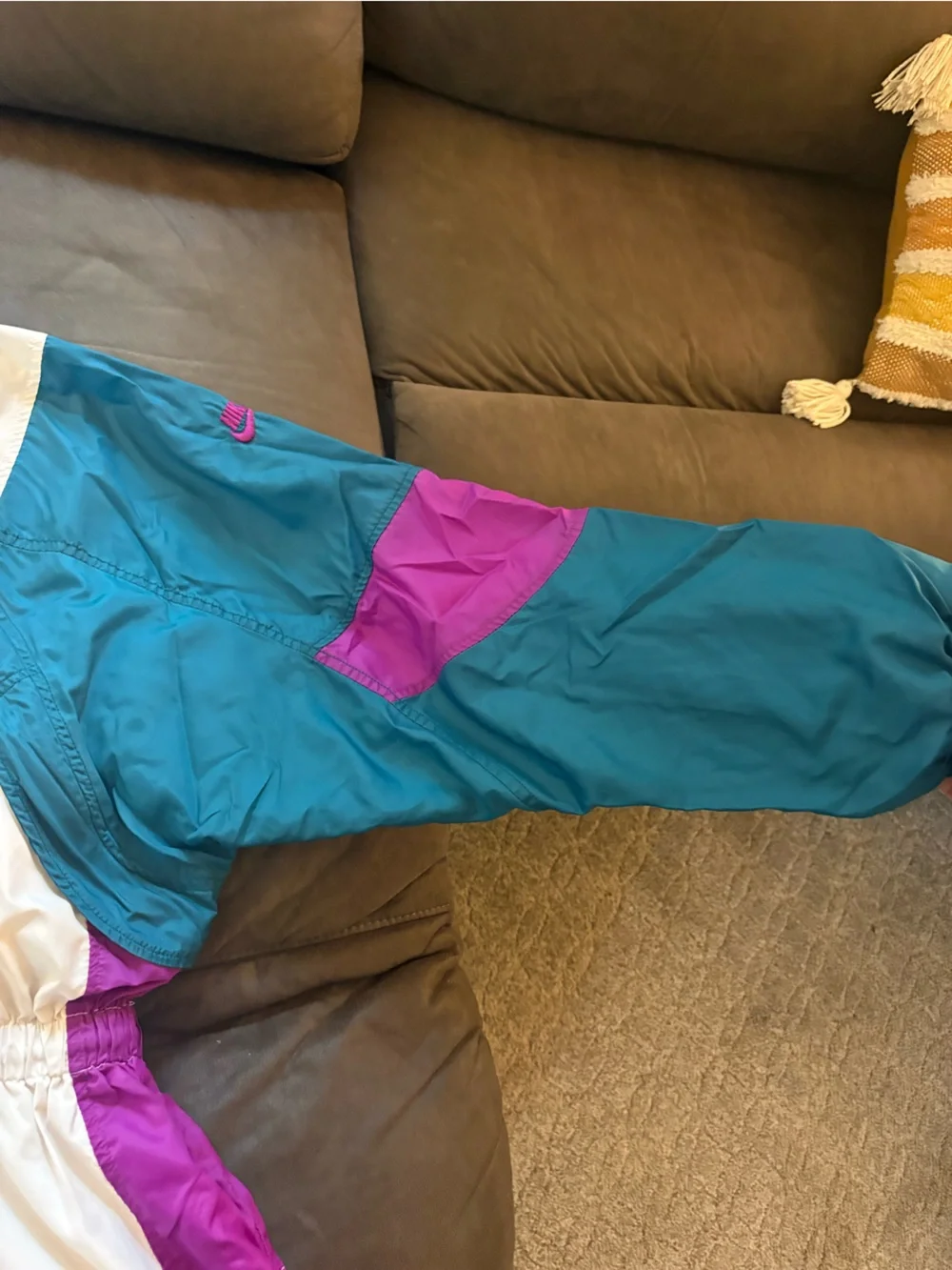 Vintage 90’s Nike Teal, Purple & Cream Nike Colorblock Windbreaker Jacket